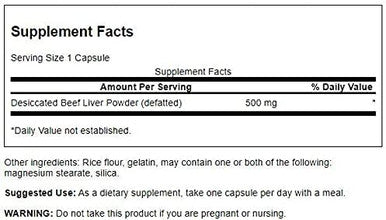 Swanson Argentinian Desiccated Beef Liver - 100% Pure Defatted 500 mg 120 Caps 2 Pack