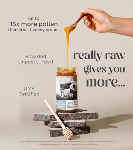 Steens Manuka Honey - MGO 400+ - Pure & Raw 100% Certified UMF 13+ Manuka Honey - Bottled and Sealed in New Zealand - 17.6 oz