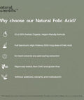 Organic Folic Acid Supplement 1000 Mcg - Vitamin B9 (Folate) From Organic Lemon Peel - 60-Day Supply - Plant-Based, Gluten-Free, Vegan, Non-Gmo - 60 Capsules - Premium Dietary Supplement
