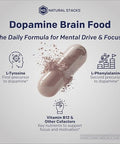 Dopamine Brain Food L-Tyrosine Focus And Mental Drive Support 60 Count | With B vitamins for natural neurotransmitter production. Supports motivation mental energy and productive work sessions.