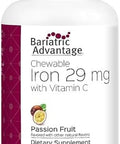 Bariatric Advantage Chewable Iron 29 Mg For Bariatric Surgery Patients Iron With Vitamin C No Iron Taste Ferrous Fumarate & Carbonyl Iron Supplement Passion Fruit 180 Count