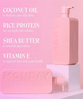 Monday Haircare Moisture Shampoo + Conditioner Set (2 Pack) 12Oz Each Dry Coarse Stressed Coily & Curly Hair Made From Coconut Oil Rice Protein Shea Butter Vitamin E 100% Recyclable Bottles