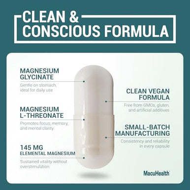 Macuhealth Magnesium Glycinate & L Threonate 90 Capsules 145Mg