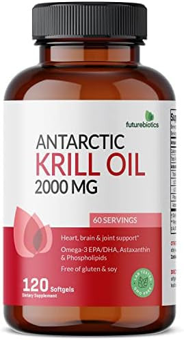 Futurebiotics Antarctic Krill Oil 2000Mg With Astaxanthin Omega3S Epa Dha And Phospholipids 100% Pure Premium Krill Oil Heavy Metal Tested Non Gmo 120 Softgels