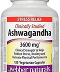 Webber Naturals Ashwagandha 3600 mg 120 Vegetarian Capsules
