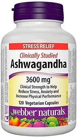 Webber Naturals Ashwagandha 3600 mg 120 Vegetarian Capsules