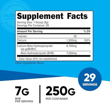 Nutricost Calcium Bhb (250G) Unflavored Calcium Ketone Salt Nongmo Gluten