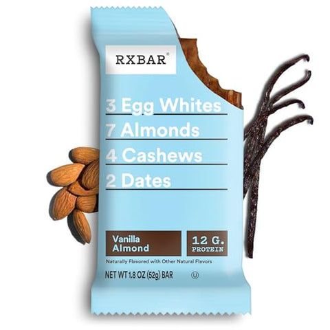 RXBAR Protein Bars, 12g Protein, Gluten Free Snacks, Vanilla Almond, 9.15oz (5 Bars)