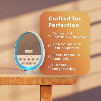 Drowseflow White Noise Sound Machine For Sleep 29 Non-Looping Sleep Sounds 7-Color Nightlight 4 Timers Memory Usb-C Charging Hanging Rope For Crib/Stroller For Baby Kids Adults Travel.