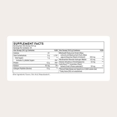 Thorne - Collagen Plus - Collagen Peptides Powder With Nicotinamide Riboside & Clinically Studied Ingredients For Skin Texture & Moisture - Healthy Skin Hair & Nails - 17.5 Oz 30 Servings