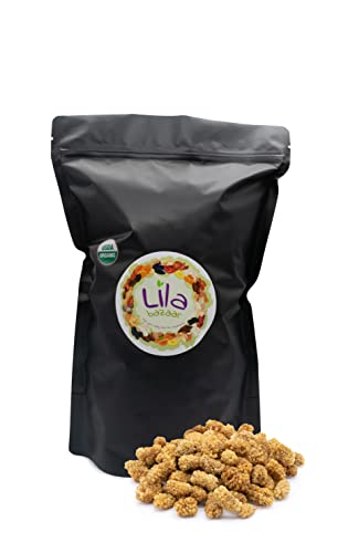 LILA BAZAAR Organic Dried Mulberries, 24 oz / 1.5 LB ÃƒÂ¢Ã¢â€šÂ¬Ã¢â‚¬Å“ USDA Organic White Mulberries, Naturally Sweet, No Sugar Added, Soft & Chewy Dried Fruit Snack, Resealable Bag