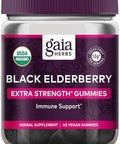 Gaia Herbs Black Elderberry (Sambucus Nigra) Extra Strength Gummies Delicious Immune Support Supplement Made With Organic Black Elderberries For Immune System Support 40 Gummies