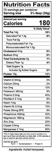 Raw Hemp Seed Hearts 1 LB Bag ÃƒÂ¢Ã¢â€šÂ¬Ã¢â‚¬Å“ Hulled Hemp Seeds, 10g Protein, Omega 3-6, Non-GMO, Vegan, Keto Friendly, Grown in Canada