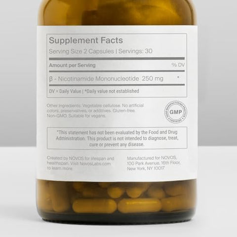 Novos Boost NMN Contains 250 mg of HighPurity NMN 60 Capsules Supports Cellular Repair and DNA Protection Boosts NAD+