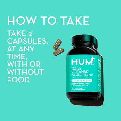 Hum Daily Cleanse Acne Supplement Gut Cleanse Detox For Clear Skin With Organic Algae Detoxifying Herbs Zinc & Spirulinaclear Skin Supplement (60 Capsules)
