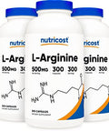Nutricost L-Arginine 500Mg, 300 Capsules - Gluten And Non-Gmo