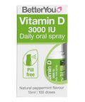 Betteryou D3000 Vitamin D Oral Spray Convenient Alternative For Tablets Promotes Strong Bones Teeth And Immune System Aids In Calcium Absorption Natural Peppermint Flavor 0.5 Oz