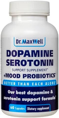 Dr. Maxwell Serotonin And Dopamine Supplements With Mood Probiotic 5In1 Support For (1) Dopamine (2) Serotonin (3) Mood (4) Relaxation (5) Focus & Brain 60 Capsules