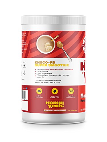 Manitoba Harvest Hemp Yeah Organic Max Protein Powder Unsweetened 16Oz With 20G Protein And 4.5G Omegas 3&6 Per Serving Keto-Friendly Preservative Free Non-Gmo