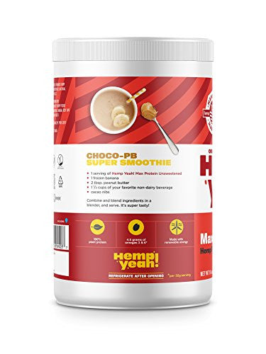 Manitoba Harvest Hemp Yeah Organic Max Protein Powder Unsweetened 16Oz With 20G Protein And 4.5G Omegas 3&6 Per Serving Keto-Friendly Preservative Free Non-Gmo