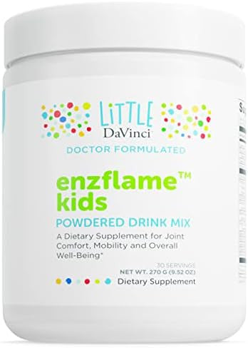 Davinci Little Enzflame Kids Powder Drink Mix Supplement To Support Muscle And Joint Comfort Mobility And Immune Health With Calcium Sodium Enzymes Dmg Orange Flavor 30 Servings