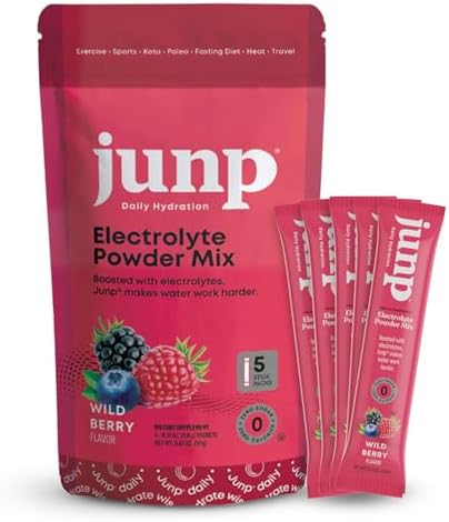 Junp Sugar Electrolytes Powder Packets For Water Instant Hydration Packets With Salt & Potassium Zero Calorie No Carbs No Sugar Electrolyte Drink Mix Sticks Keto Friendly Juicy Peach 20 Pack