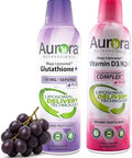 Aurora Nutrascience Mega Liposomal Vitamin D3K2+ VIT C and Liquid Glutathione + VIT C Bottle Bundle Support in Cognitive Health and Immune System 32 Servings Each