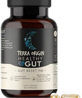 Terra Origin Healthy Gut Reset Pm 60 Veggie Capsules Natural Sleep Aid Supplement For Sleep & Wake Cycles Gaba Ltheanine Melatonin Lglutamine Licorice Root Slippery Elm Root