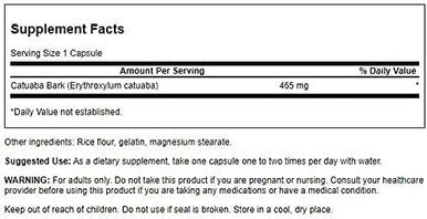 Swanson Catuaba Bark 465 Milligrams 120 Capsules