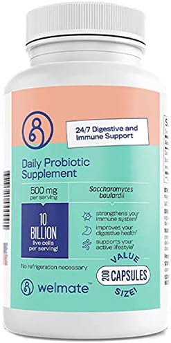 Welmate Daily Probiotic Supplement (200 Capsules) Saccharomyces Boulardii 500Mg 24/7 Digestive Support Immune Support 10 Billion Cfu Overthecounter Medication Vegan Gluten Non Gmo
