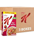 Kellogg's Special K Breakfast Cereal, Family Breakfast, Fiber Cereal, Family Size, Red Berries (3 Boxes)
