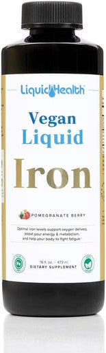 Liquidhealth Vegan Liquid Iron Supplement with SunActive & Ferrochel Iron - Natural Energy Immune System & Metabolic Support Increase Mental Clarity Prenatal/Postnatal - Non-GMO Sugar (16 oz)