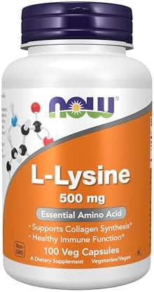 Now Foods Supplements Llysine (Llysine Monohydrochloride) 500 Mg Amino Acid 100 Veg Capsules