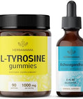 Herbamama L-Tyrosine And Ashwagandha Kit - Bundle Of L-Tyrosine Gummies & Ashwagandha Root Drops 2 Fl Oz - Vegan Non-Gmo 2 Pack