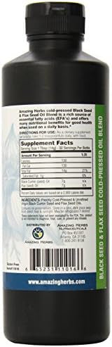 Amazing Herbs Black Seed And Flax Seed Oil Blend, 16 Fluid Ounce