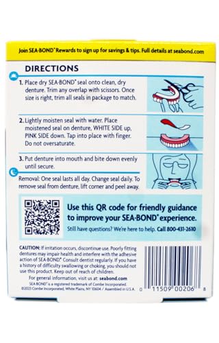 Sea-Bond Denture Adhesive Seals Original Lowers Zinc-Free All-Day-Hold Mess-Free 30 Count Pack Of 7