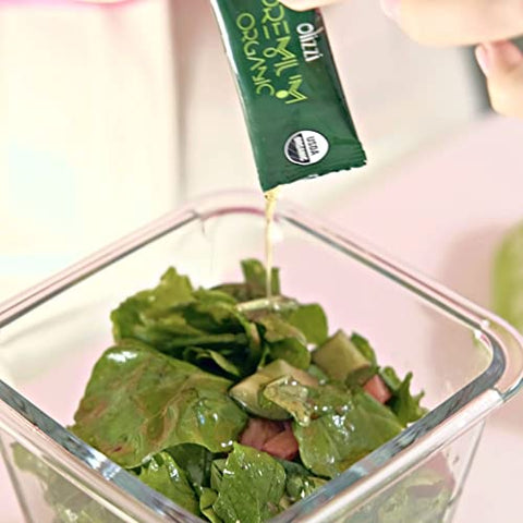 Olive Oil Packets - Olizzi Premium Organic Extra Virgin, New Harvest, Award Winning, Early Harvest, Cold Pressed, USDA Organic Certified, Single Serve, Mini, Salad Dressing To Go, Individual, Travel Size, 10 Single Use Packs (0.34 Fl Oz / Unit)