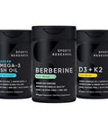 Sports Research Body Wellness Pack - Vegan Berberine & Vitamin D3 K2 Supplements Complemented By Triple Strength Omega-3 Fish Oil With Epa & Dha Fatty Acids (One Softgel Per Day Recommended)