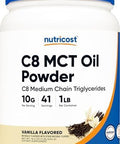 Nutricost C8 Mct Oil Powder 1Lb (16Oz) Vanilla Flavor 95% C8 Mct Oil Powder Best For Keto Diets Nongmo Gluten