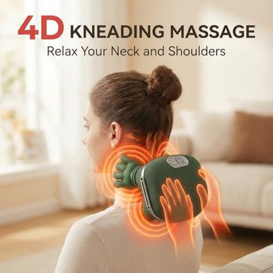Kithouse Neck Massager With Heat Shiatsu Neck And Back Massager With 4D Kneading For Shoulder And Cervical Pain Relax Muscle Tension Portable And Rechargeable For Home Or Office Green