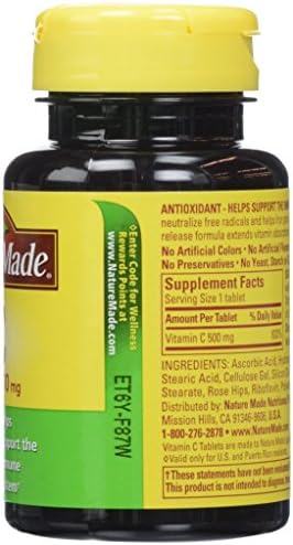 Nature Made Vitamin C 500 Mg W. Timed Release Rose Hips Tablets 60 Ct