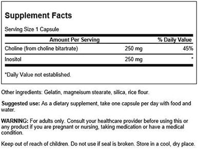 Swanson Choline & Inositol Nerve Support Mental Function 250/250 Milligrams 250 Capsules