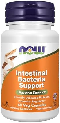 Now Intestinal Bacteria Support Clinically Validated Probiotic Promotes Regularity 60 Veg Capsules