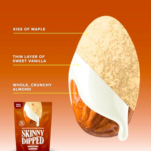SkinnyDipped Maple Kiss and Pumpkin Spice Almonds Variety Pack Bundle, Healthy Snack, Plant Protein, Gluten Free, 3.5 oz Resealable Bags, Pack of 5, Limited Edition