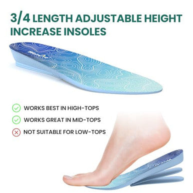 Welnove 3 Layers Adjustable Height Increase Insoles - Welnove 3/4 Length Heel Lifts Inserts For Women Men - Shoe Insoles For Leg Length Discrepancy Heel Pain Spurs Achilles Tendinitis (Size L 0.6-1 Inch)