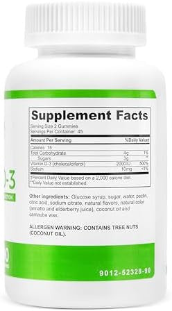 Barislim Bariatric Vitamin D-3 Gummies - Specially Formulated Gummy Vitamin For Patients After Weight Loss Surgery - Easy To Digest And Great Tasting Fruit Flavors 90 Fruit Chews