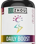 Zhou Nutrition Daily Boost Multivitamin With Probiotic, Zinc, Vitamin C, D3, B Complex For Immune Support, Energy And Digestive Health Vegan, Gluten Free, Soy 60 Servings