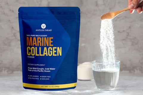 Antler Farms - 100 Pure Clean Marine Collagen Powder From Wild Caught Pacific Snapper 12 Oz Soluble In Hot Or Cold Liquids Highly Bioavailable Rapid Absorption No Taste Or Smell