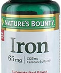 Nature'S Bounty Iron 65Mg, 325 Mg Ferrous Sulfate, Cellular Energy Support, Promotes Normal Red Blood Cell Production, 100 Tablets