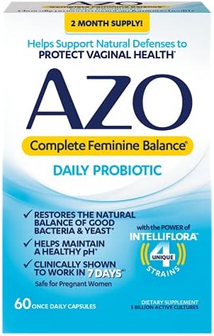 Azo Complete Feminine Balance Daily Probiotics For Women Clinically Proven To Help Protect Vaginal Health & Dual Protection Urinary + Vaginal Support Prebiotic Plus Clinically